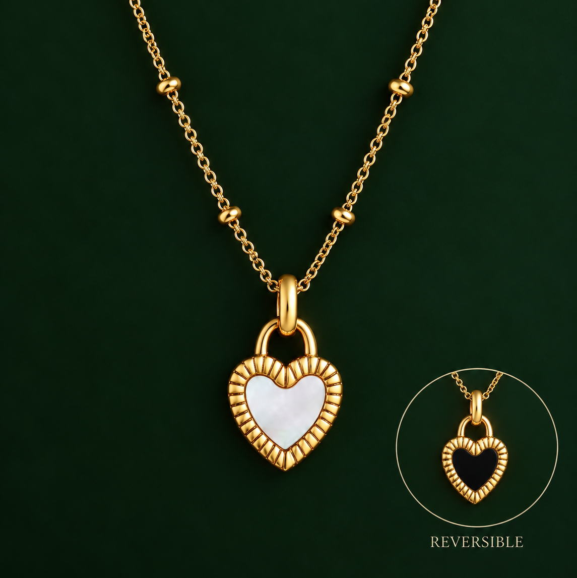Reversible Heart Pendant Necklace